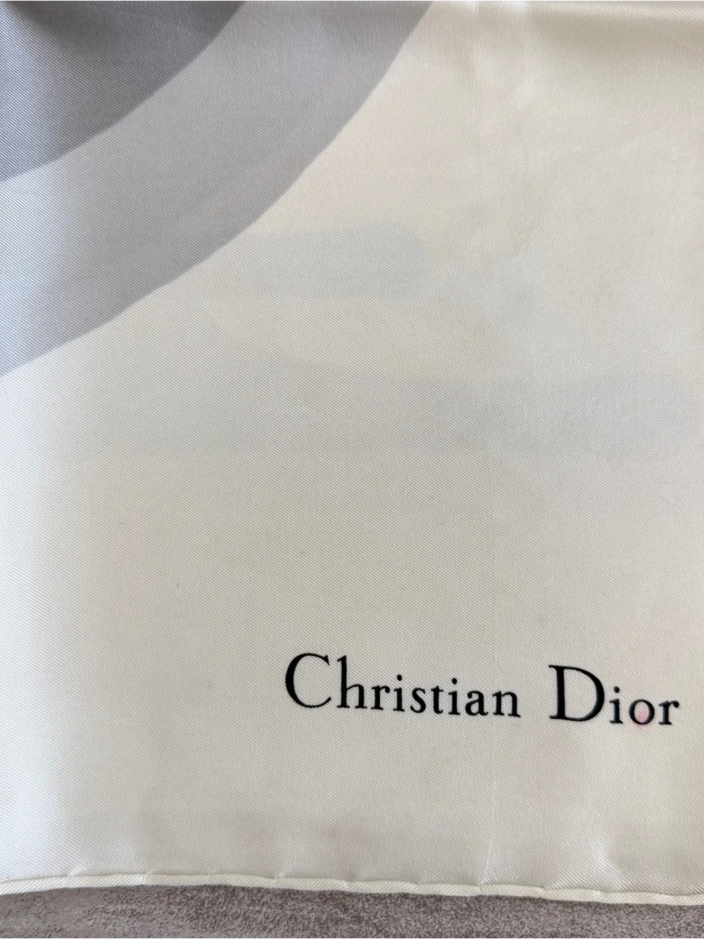 Dior Black and Gray Layered D Logo Silk Scarf